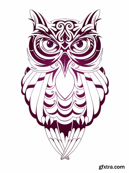 Set of funny vector owls from stock - 25 Eps