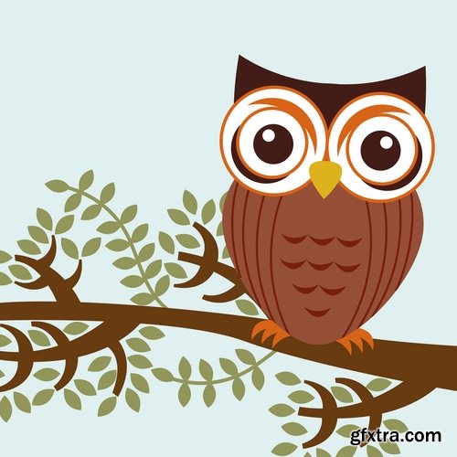 Set of funny vector owls from stock - 25 Eps