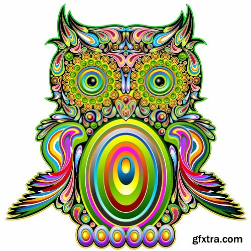 Set of funny vector owls from stock - 25 Eps