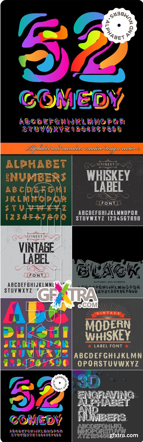 Alphabet and numbers creative design vector 2