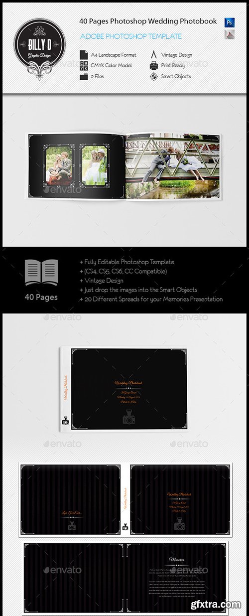 GraphicRiver 40 Pages Photoshop Wedding Photobook Template 8661523