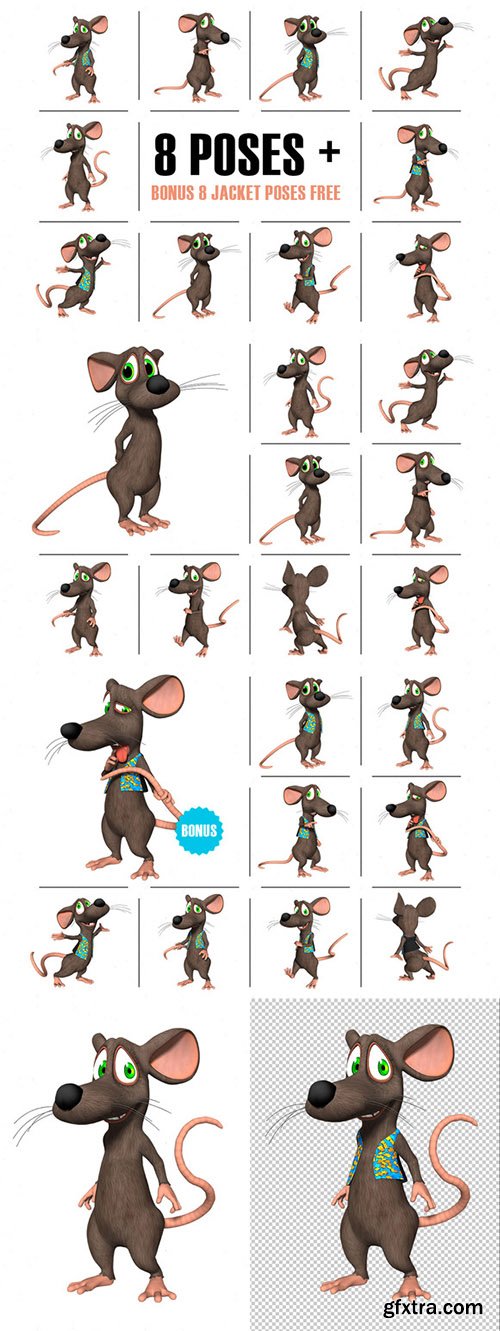 CM - 3D Character Toon Mouse Render 214106