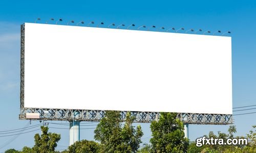 Stock Photos - Blank Billboard on Blue Sky