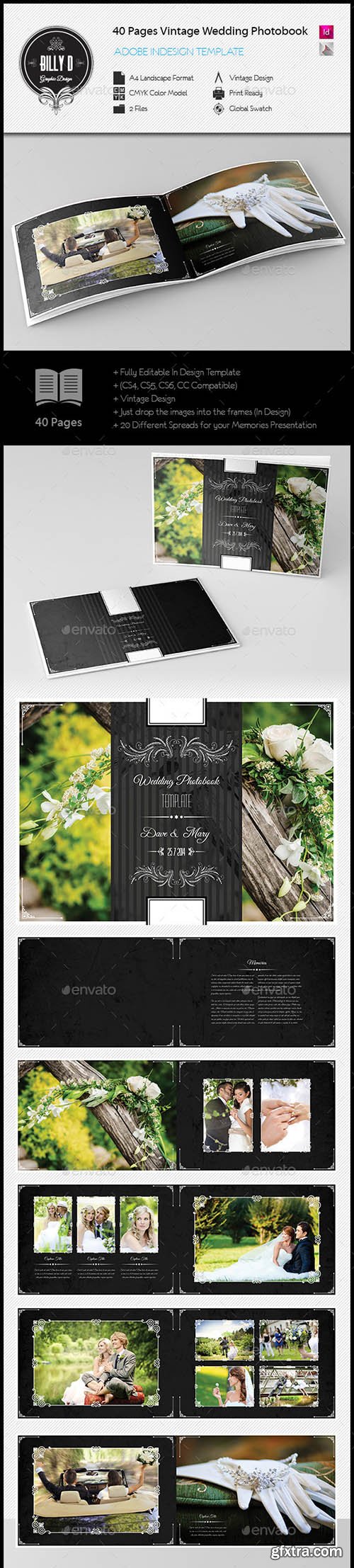 GraphicRiver 40 Pages Vintage Wedding Photobook Template 8608300