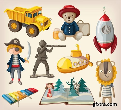 Collection of various children's toys vector image 25 Eps