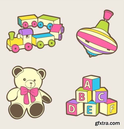 Collection of various children's toys vector image 25 Eps