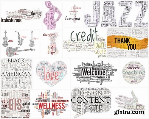 Tag Cloud of Different Words for Business 2, 25xEPS