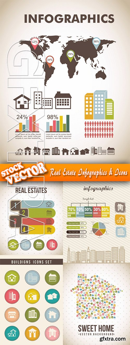 Stock Vector - Real Estate Infographics & Icons