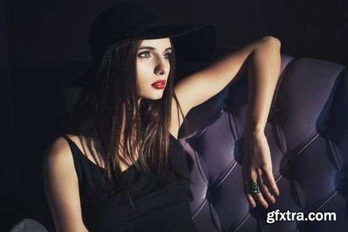 Stock Photos - Fashion Portrait of Beautiful Female in Hat