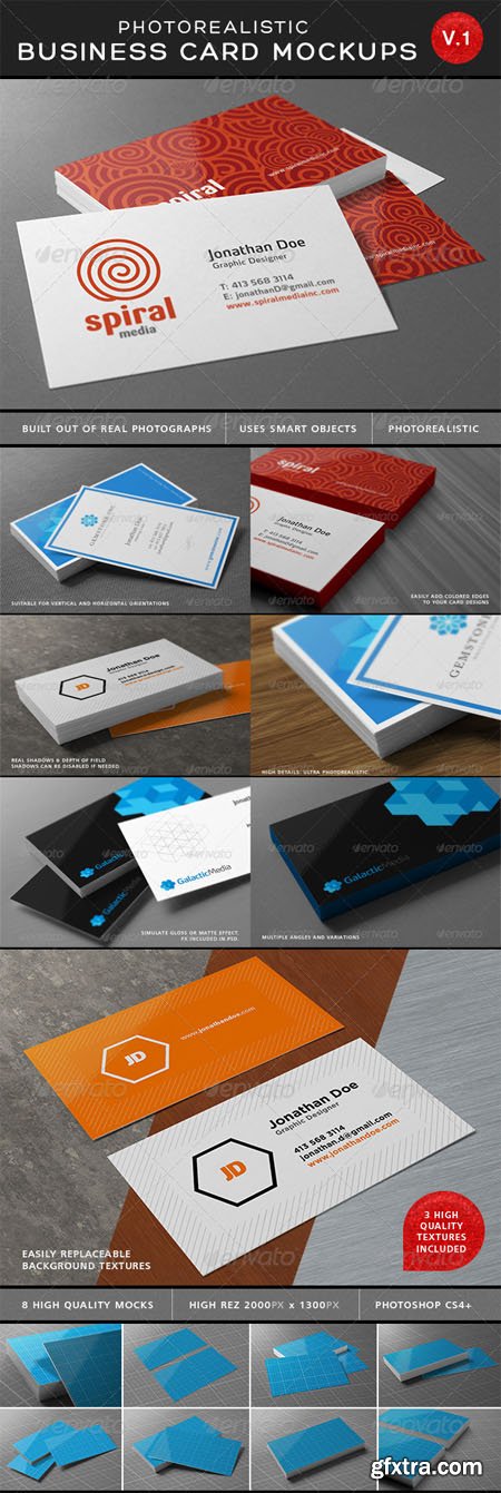 Ultimate Photorealistic Business Card Mockups - Photoshop PSD (CS4+) (Re-Up)