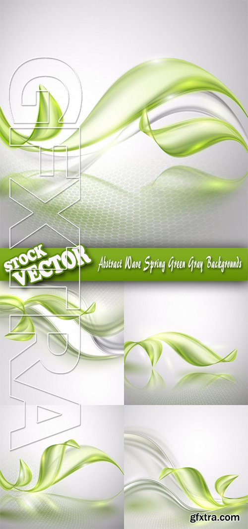 Stock Vector - Abstract Wave Spring Green Gray Backgrounds