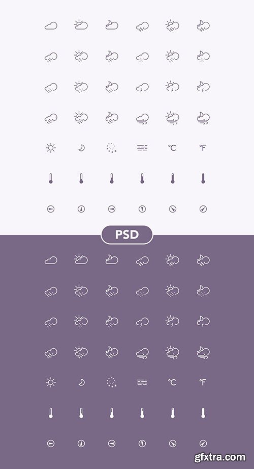 PSD Web Icons - Weather Icons - Marth 2015