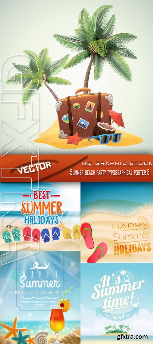 Stock Vector - Summer beach party typographical poster 8 Stock Vector - Summer beach party typographical poster 8