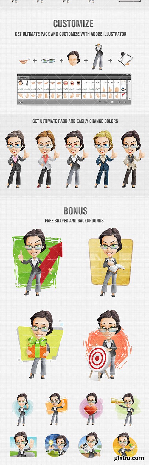 Business Woman Cartoon Character Ultimate Set[