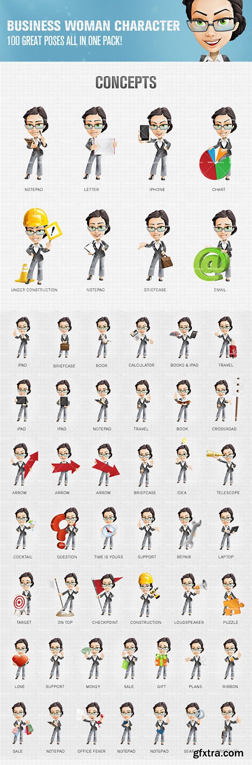 Business Woman Cartoon Character Ultimate Set[