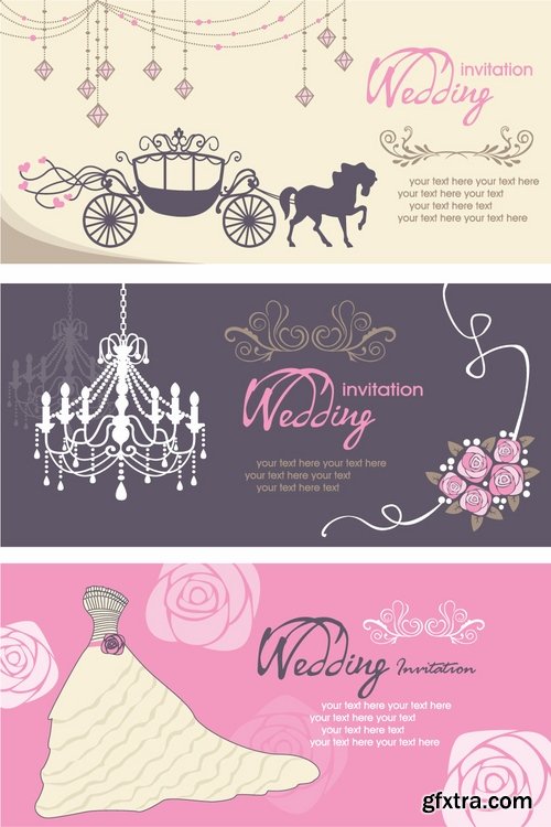 Collection of different wedding invitation cards #4-25 Eps