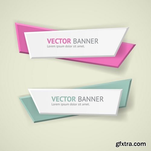 Vector Origami Banners Set
