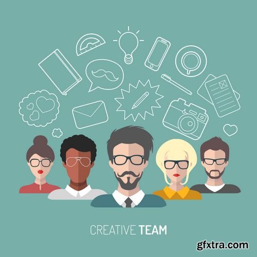 Vector - Business Team Management in Flat Style