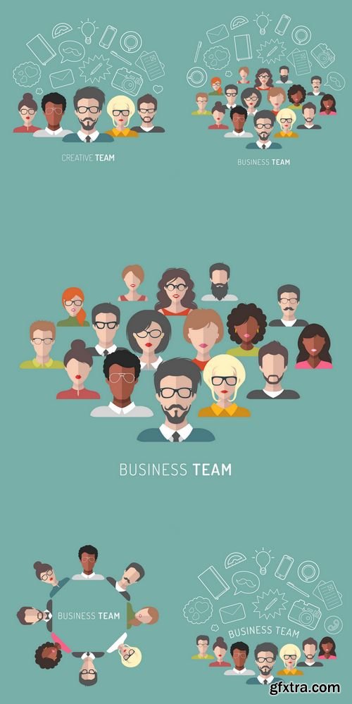 Vector - Business Team Management in Flat Style