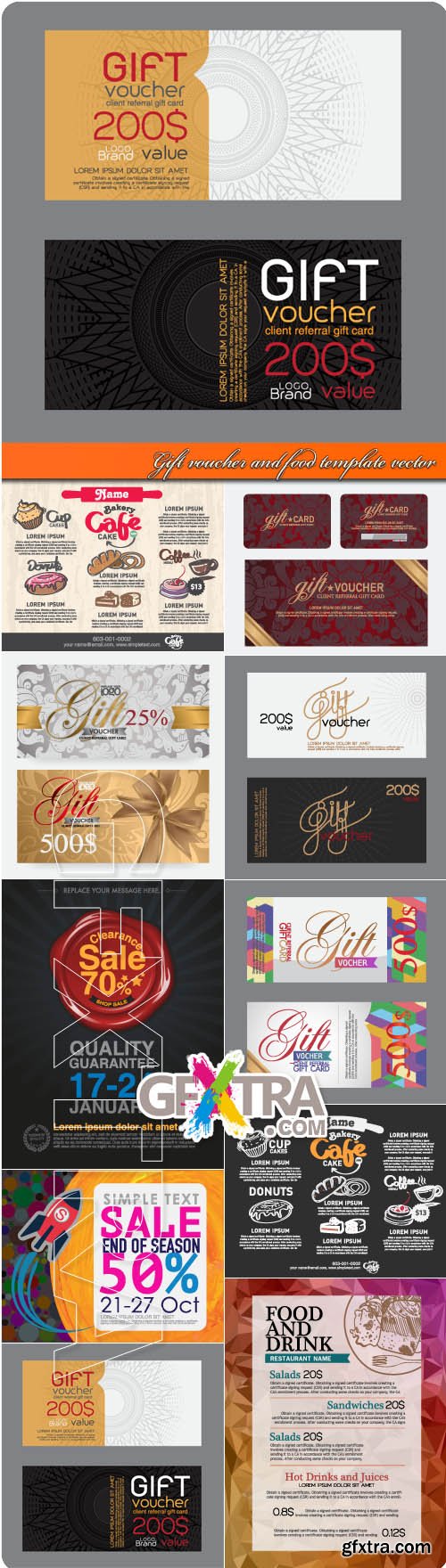 Gift voucher and food template vector