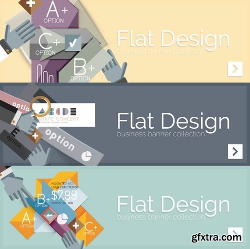 Amazing SS - Flat infographic banners with geometric diagrams, 27xEPS