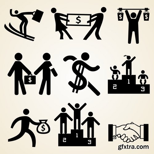 Collection of vector logo picture business card businessman idea of a bag of money 25 Eps