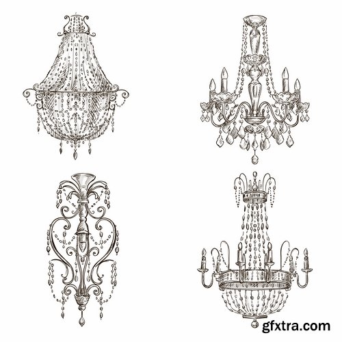 Collection of different vector images chandelier 25 Eps
