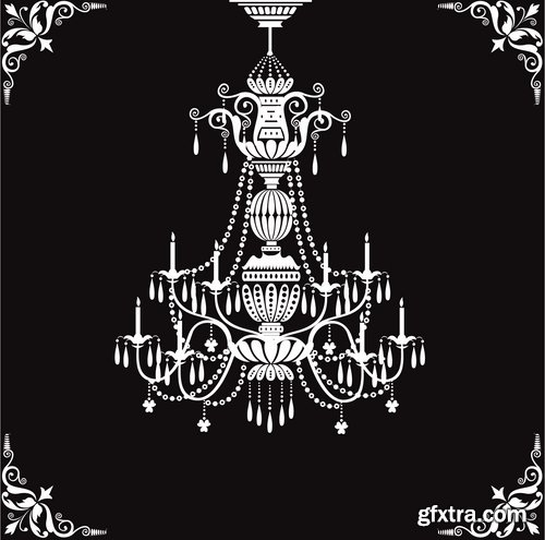 Collection of different vector images chandelier 25 Eps