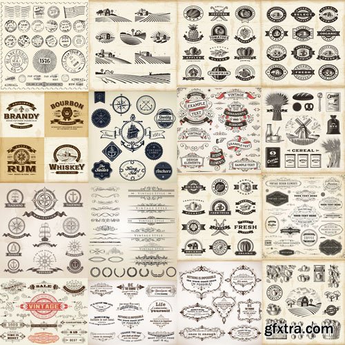 Retro Design Elements #2 - 25 Vector