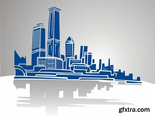 Collection of vector image of new buildings and skyscrapers 25 Eps