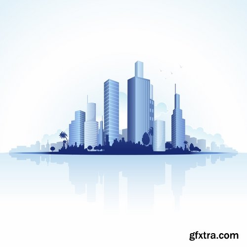 Collection of vector image of new buildings and skyscrapers 25 Eps