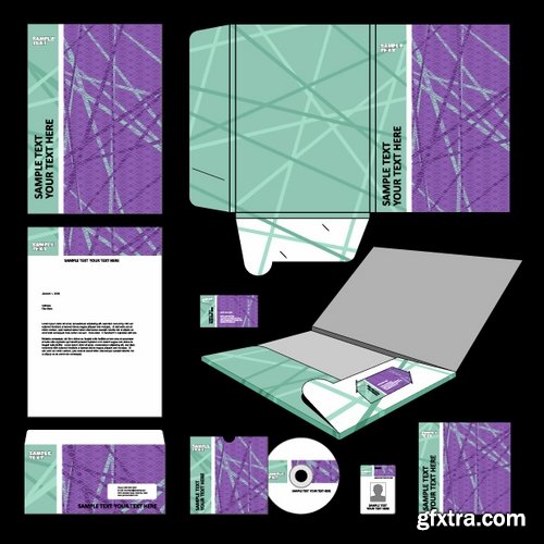 Collection of vector image template folder business card box for cutting 25 Eps