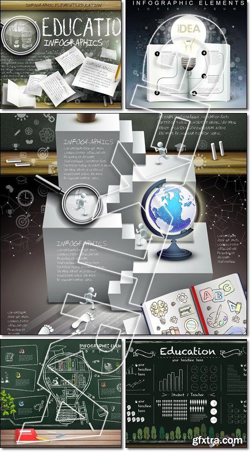Attractive, creative education infographics blackboard - Vector