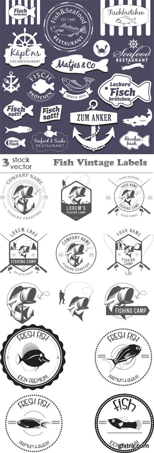 Vectors - Fish Vintage Labels