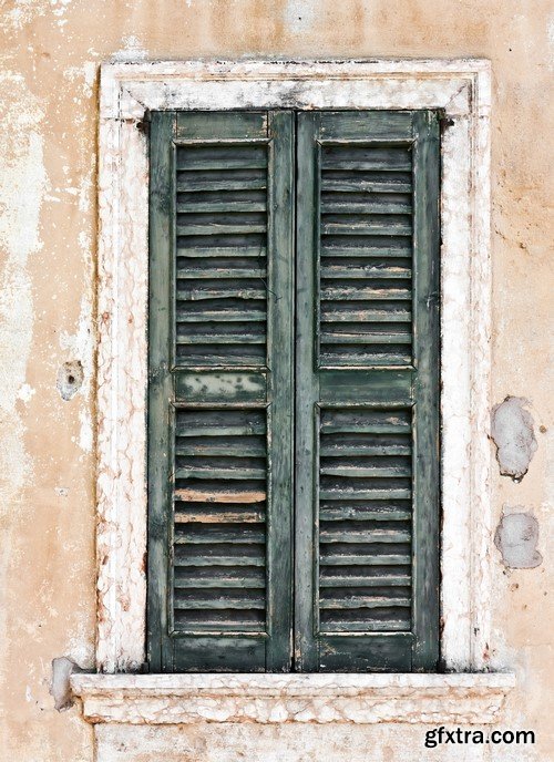 Old interior of open doors and windows 14x JPEG
