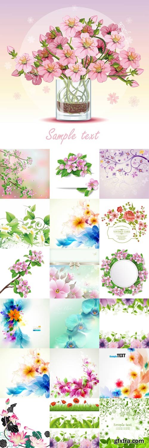 Romantic vector background with flowers-2