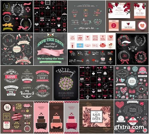 Template for Wedding Invitation in Vector #4, 25xEPS