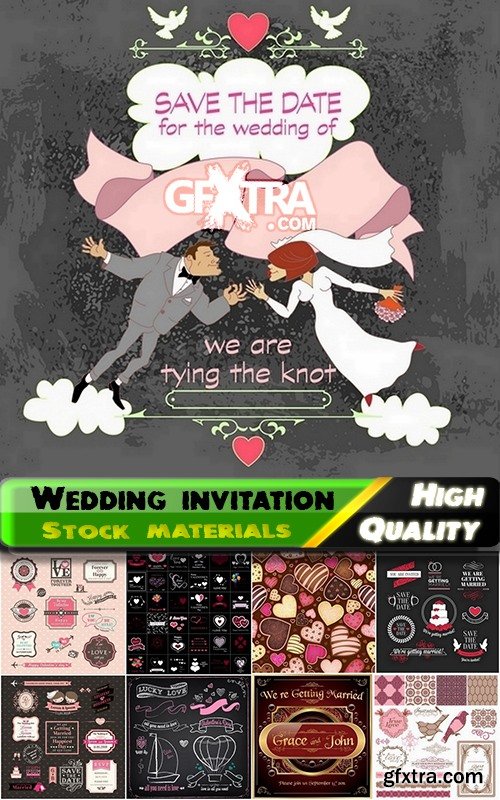 Template for Wedding Invitation in Vector #4, 25xEPS