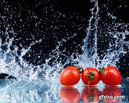 Fruit, Vegetables and Water Splashes, 25xUHQ JPEG