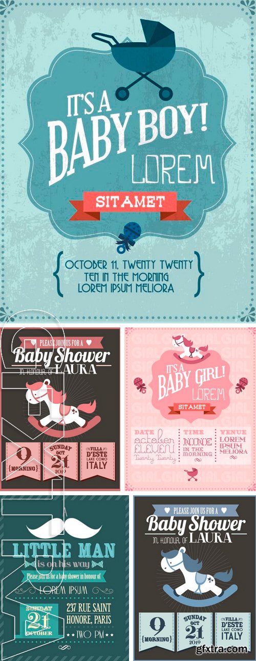 Stock Vectors - Baby shower invitation card