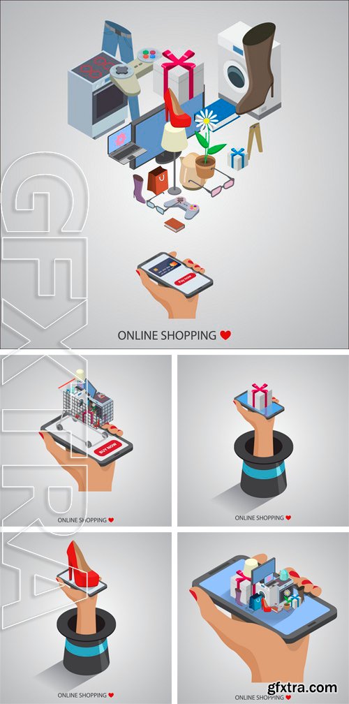 Stock Vectors - flat design vector illustration concepts of online shopping