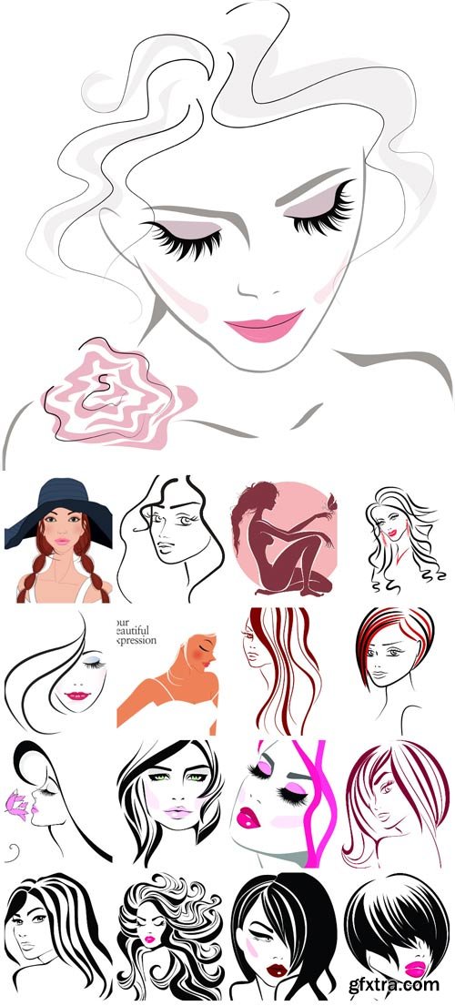 Girls in Vector, Trendy Hairstyles 18xEPS Girls in Vector, Trendy Hairstyles 18xEPS