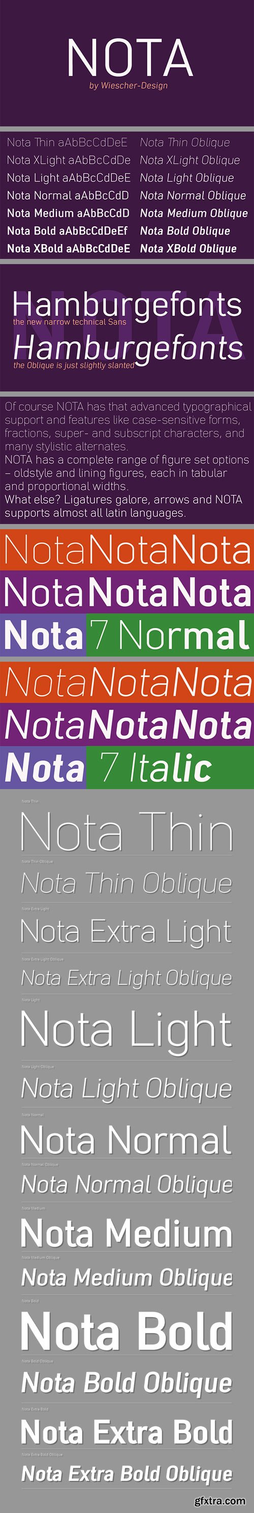 Nota - New, Narrow, Technical Fonts Family 14xOTF $129 Nota - New, Narrow, Technical Fonts Family 14xOTF $129