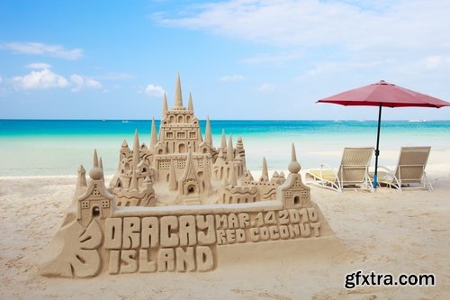 Collection of illustrations sandcastles ocean beach vacation 25 HQ Jpeg