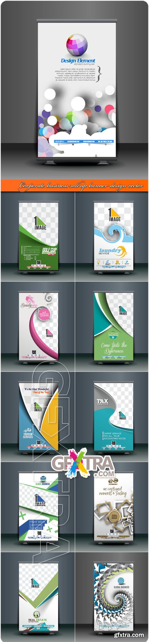 Corporate business roll up banner design vector