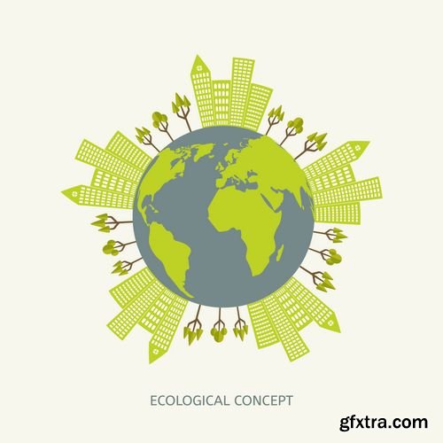Vector - Ecologic Recycling and Renewable Energy Concept in Flat Style