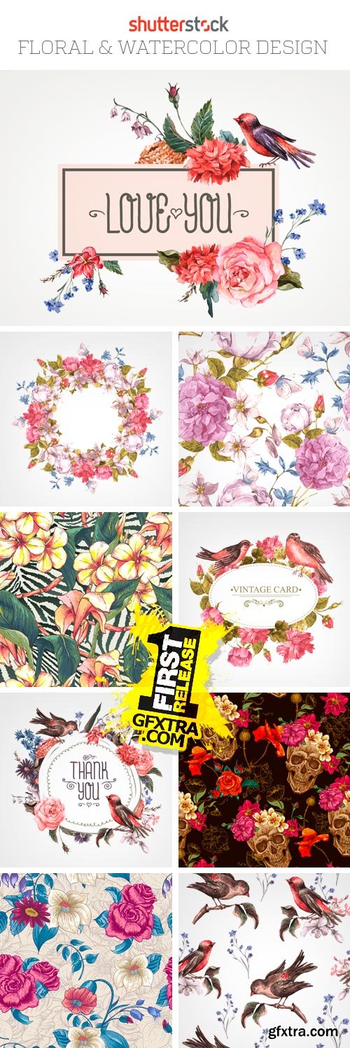 Amazing SS - Floral &amp; Watercolor Design, 25xEPS
