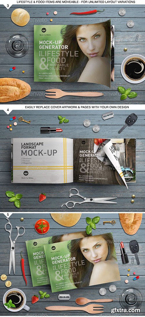 GraphicRiver: A4 Landscape - Magazine Mock-Up & Scene Generator 10945853