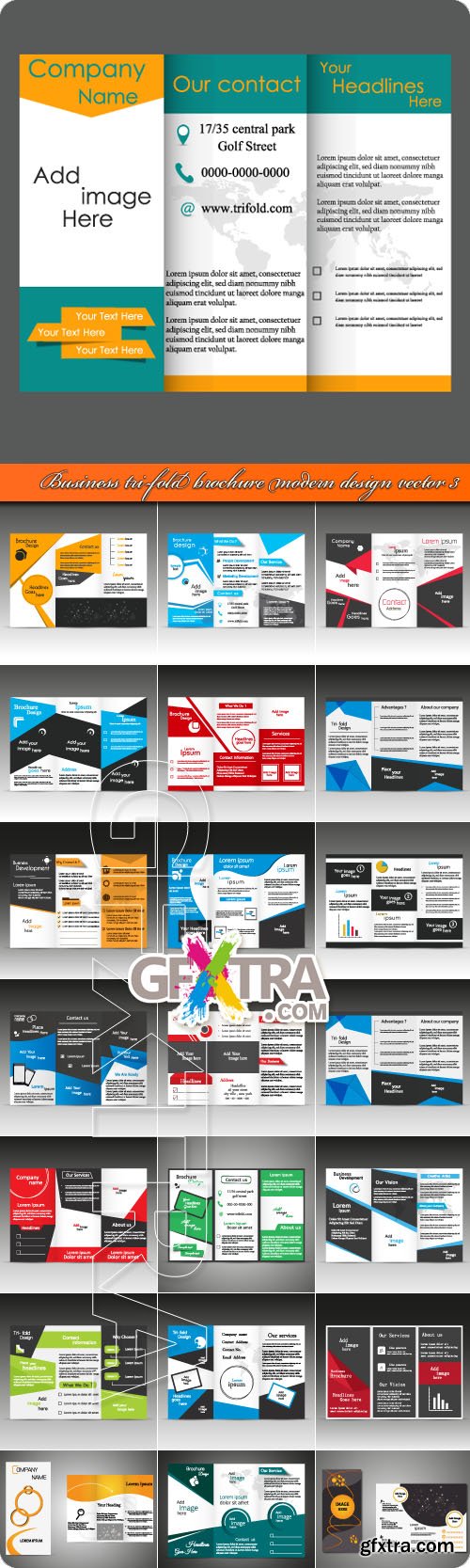 Business tri-fold brochure modern design vector 3