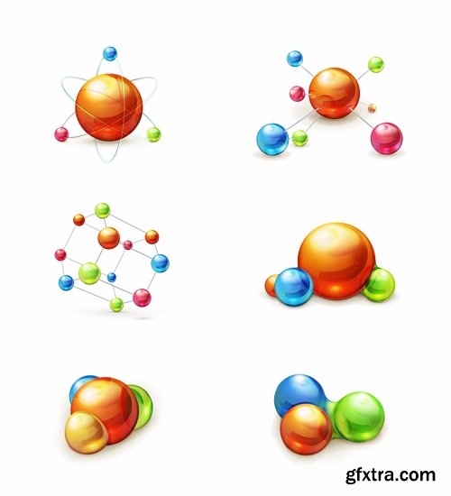 Collection of vector image atom molecule molecular physics Us 25 Eps